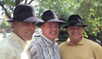 3 Muskateers: Brian, Bob & Steve look have a great time wearing their custom fedoras.