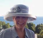 Gena Conti in Blue Toyo Braid  iand Sinamay  hat during The Grand Hotel Jazz Fest- Mackinaw Island 