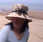 Joy Lynne in natural sisal with handmade Black Horsehair Butterfly!