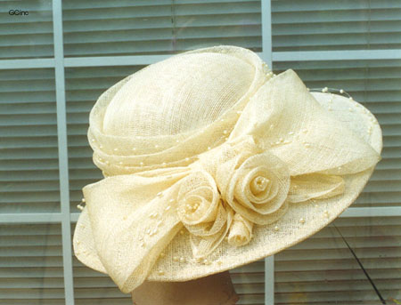 Sinamay Always a Bridesmaid side Ivory w pearls